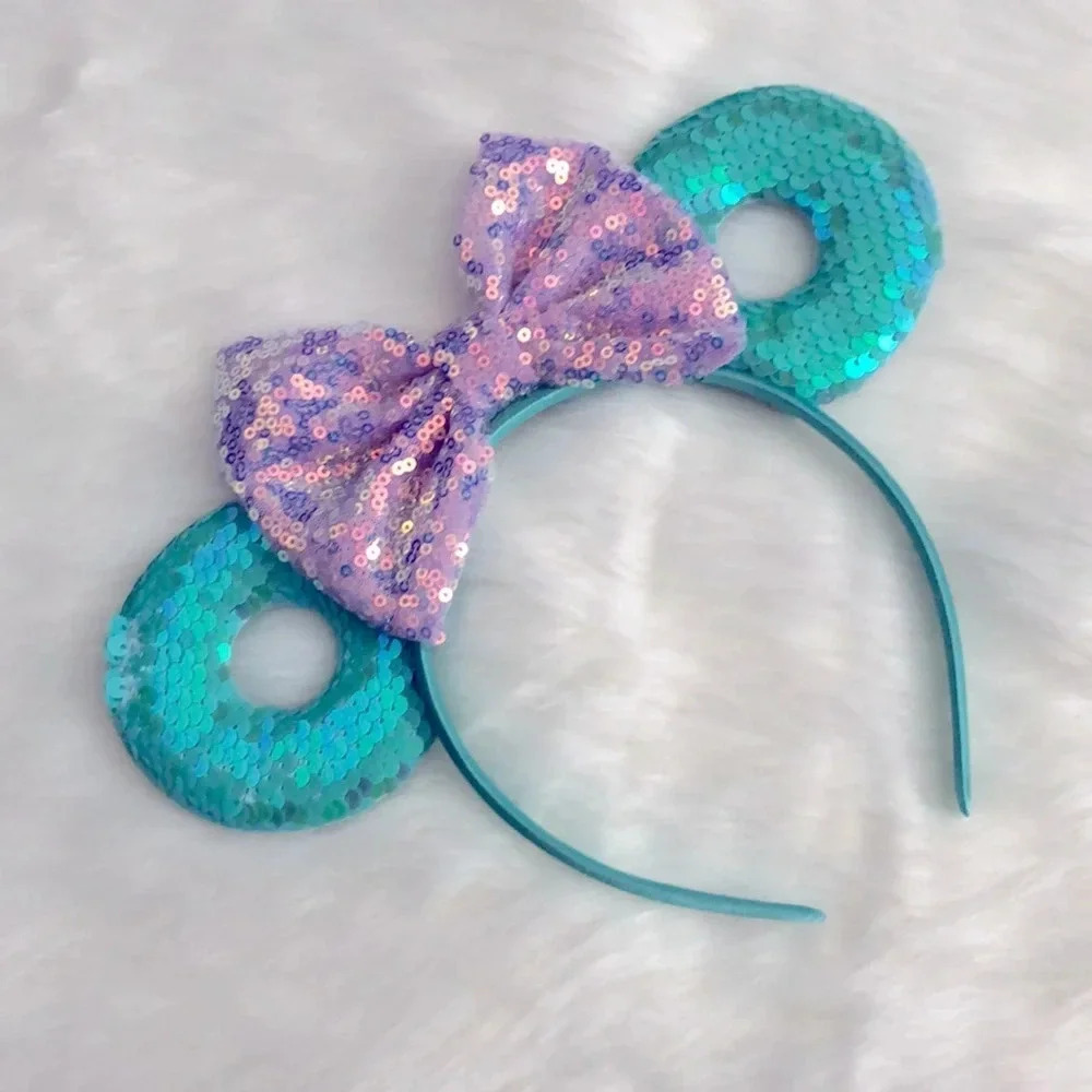 Minnie Mouse Headband Donut Ears Green & Purple